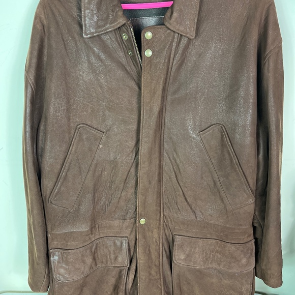 Men’s Coach Brown Leather Suede Coat Size Medium